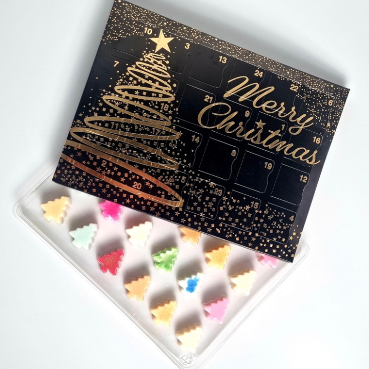 24 Cavity Christmas Tree ADVENT Wax Melt Clamshell (BLACKGOLD