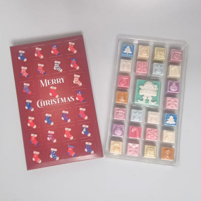 25 Cavity Christmas ADVENT Wax Melt Clamshell - Stockings (RED/BLUE)